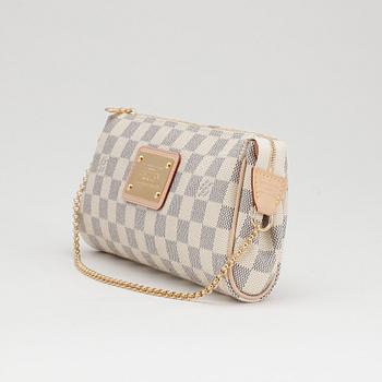 LOUIS VUITTON, a damier azur "Eva clutch" shoulder and evening bag with an extra leather strap.