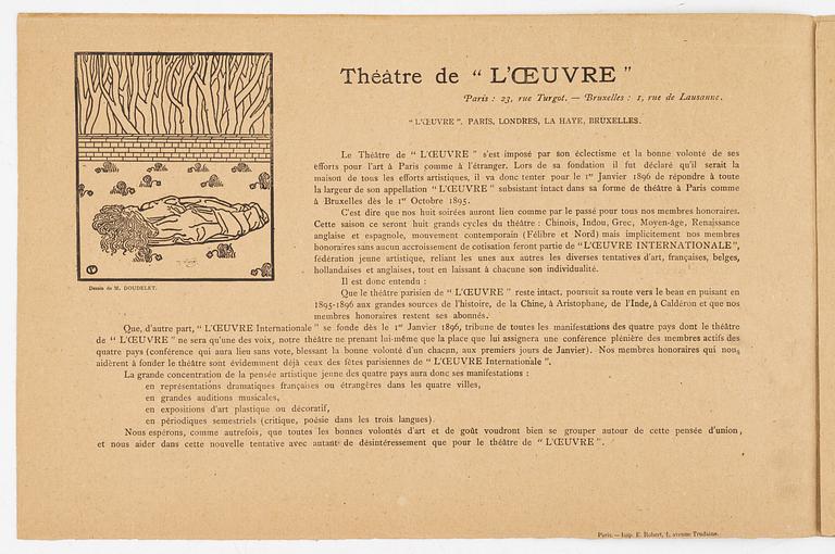 Henri de Toulouse-Lautrec, Programblad för Théâtre de L'Oeuvre.