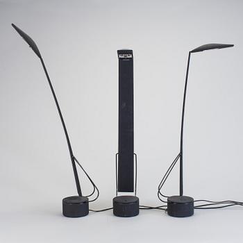 MARIO BARBAGLIA & MARCO COLOMBO, 3 table lamps, plastic, "Dove", Italiana Luce, late 20 th century.