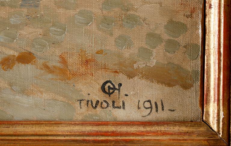 OLLE HJORTZBERG, olja på duk på pannå, sign o dat 1911 Tivoli.