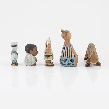 Lisa Larson, figuriner, stengods, 5 st, Gustavsberg.