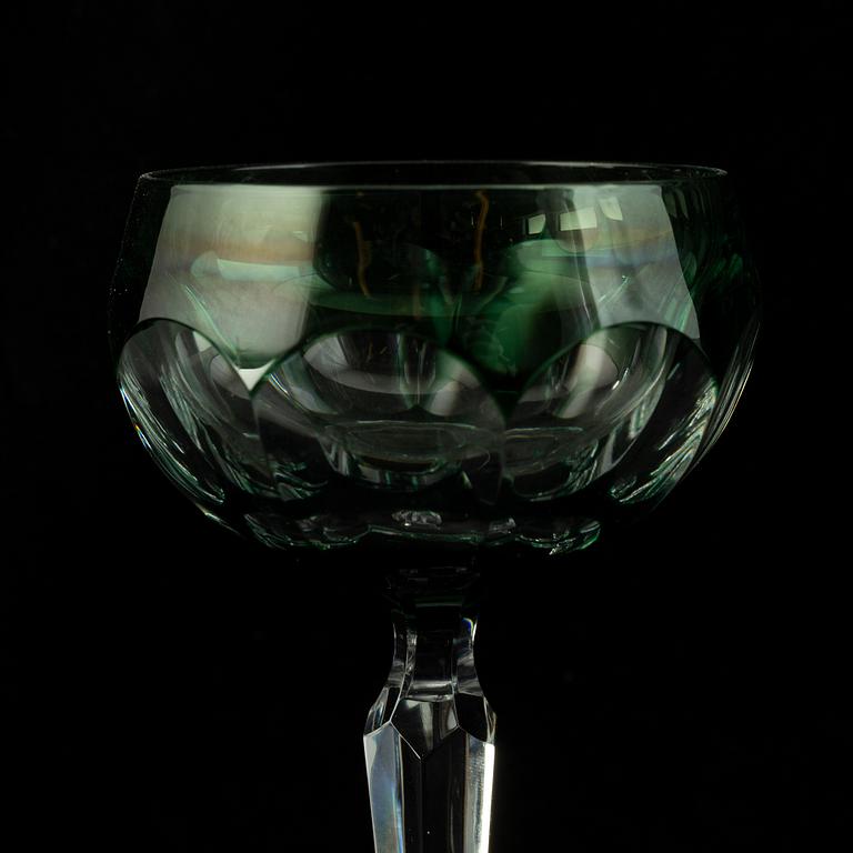 12 glasses from Val St Lambert in Belgium, around the mid 20th century.