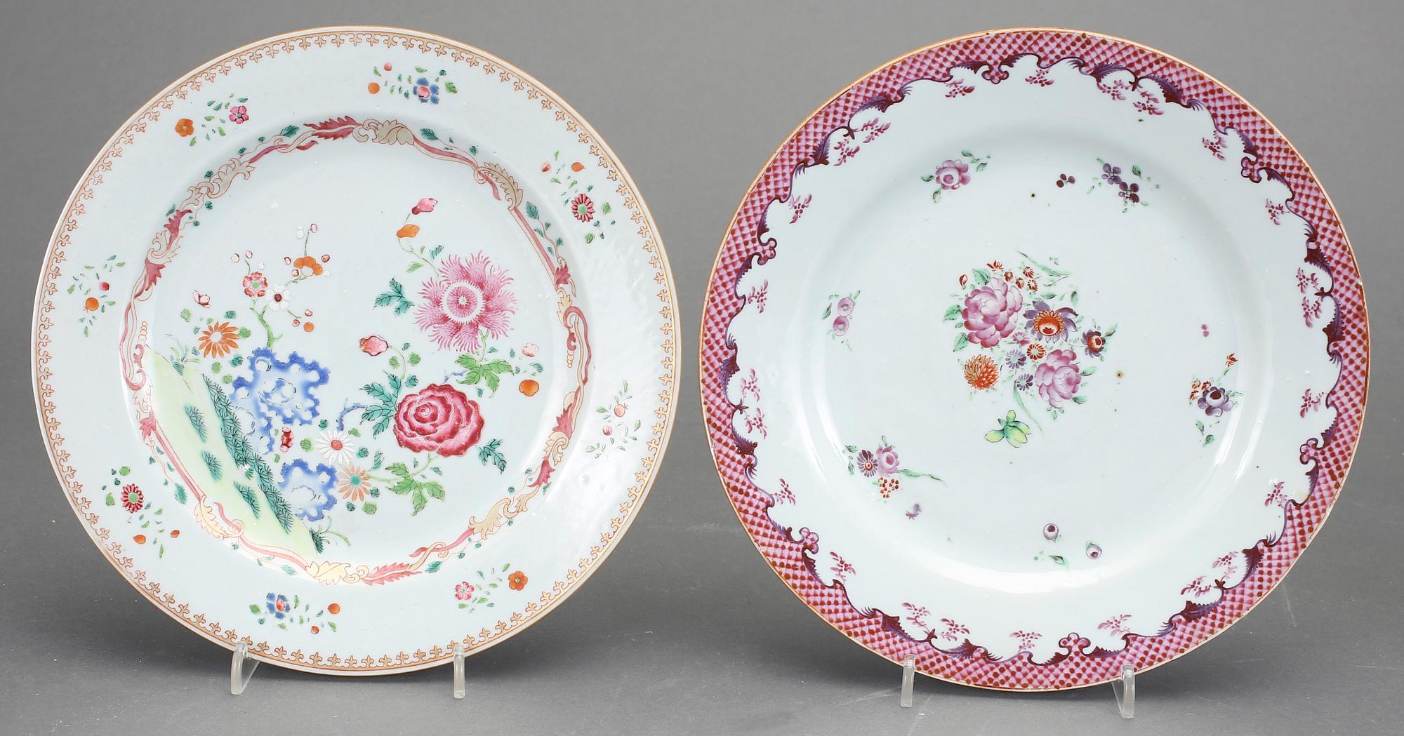 TALLRIKAR, 4 st, porslin, Qing dynastin, Qianlong (1736-95).
