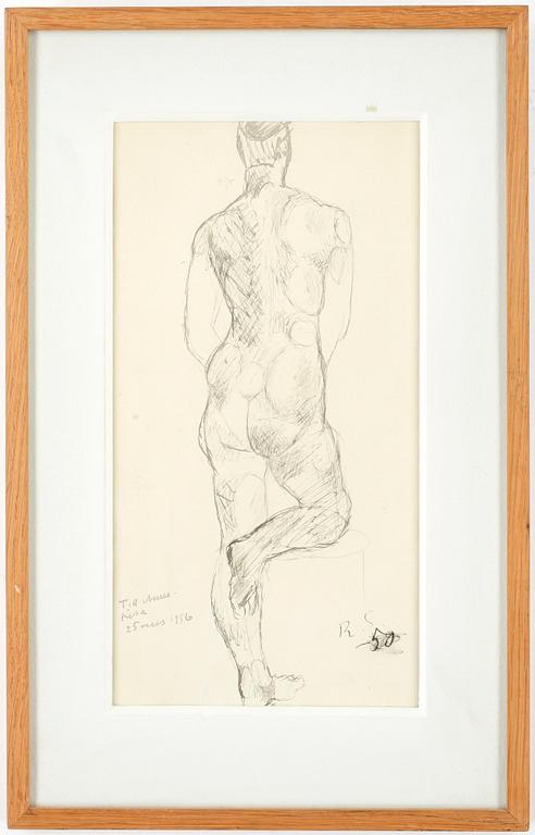 RAGNAR SANDBERG, tusch, signerad R.S, daterad -50, med dedikation,