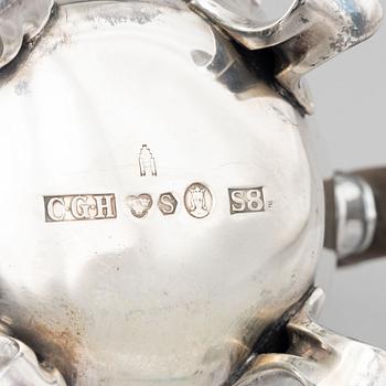 A three piece silver coffee set, mark of CG Hallberg, Stockholm 1944-1946.