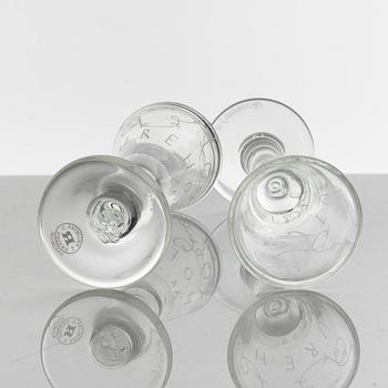 Jonas Bohlin, a pair of snapsglasses , numbered, Rejmyre, for Sturehof jubilee 1997.