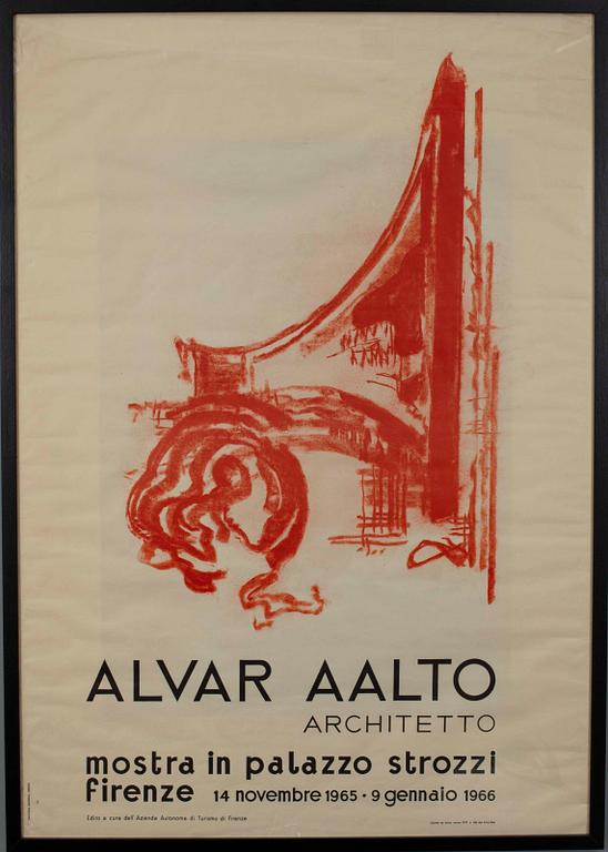 AFFISCH, Alvar Aalto utställning, Palazzo Strozzi, Firenze, 1966.