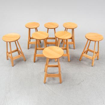 Chris Martin, a set of eight contemporary oak stools, 'Albert', Massproductions.