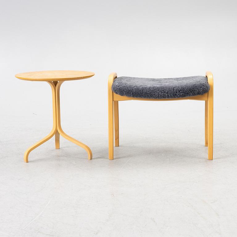Yngve Ekström, sidobord och fotpall, "Lamino", Swedese, Sweden, 2000-tal.