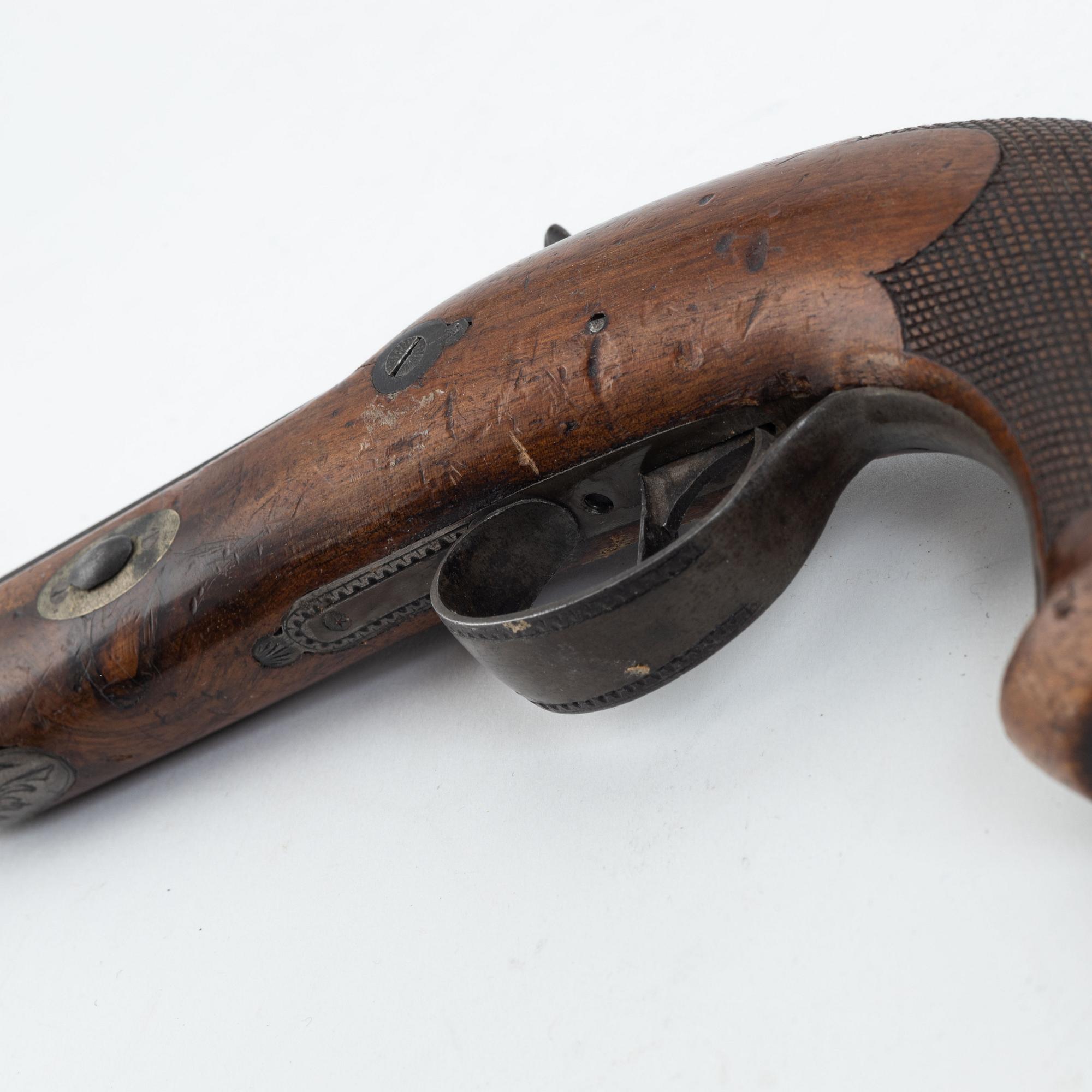 A mid 19th Century rifled percussion pistol.