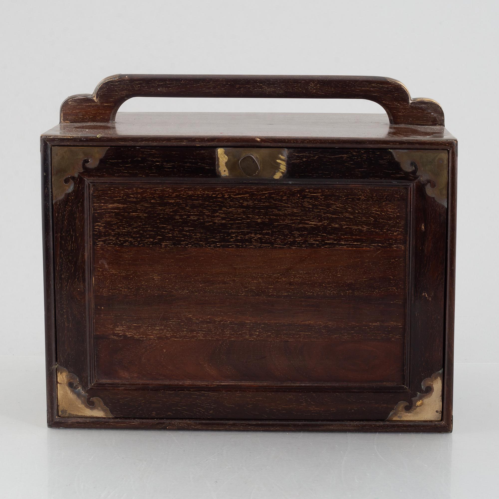 A Chinese hardwood box, 20th century.