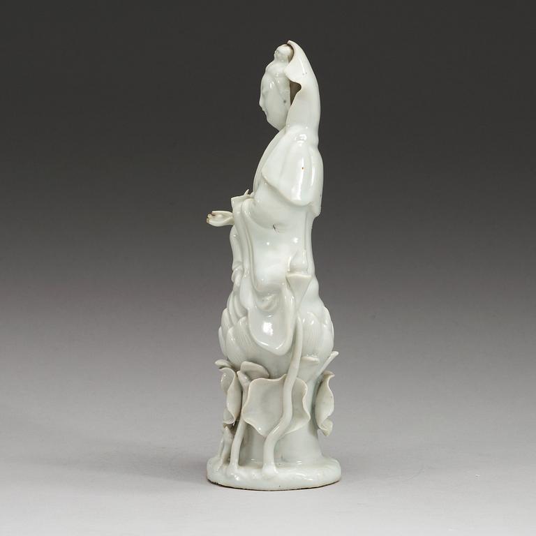 A Chinese blanc de chine figure of Guanyin, 20th Century.