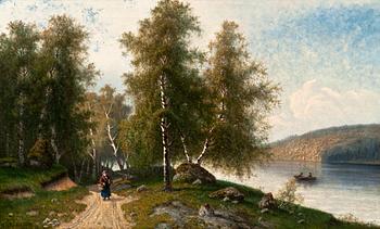 88. Julius Weidig, BIRCHES BY THE LAKE AT SUMMER TIME.