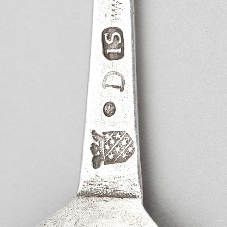 A Swedish silver spoon, mark of Johan Söderdahl, Söderköping 1762.