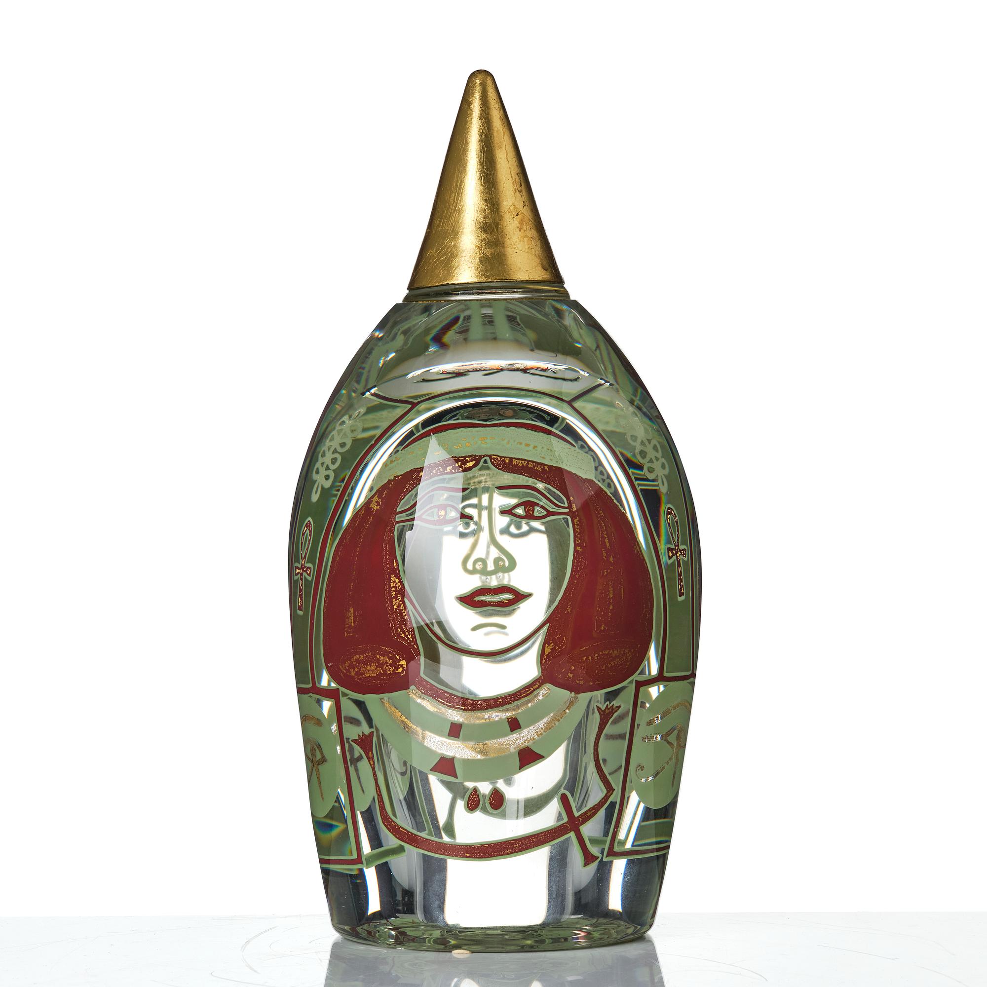 Hanne Dreutler, skulptur, glas, "Queen", numrerad 30b 5/12, Studio Åhus, 1997.