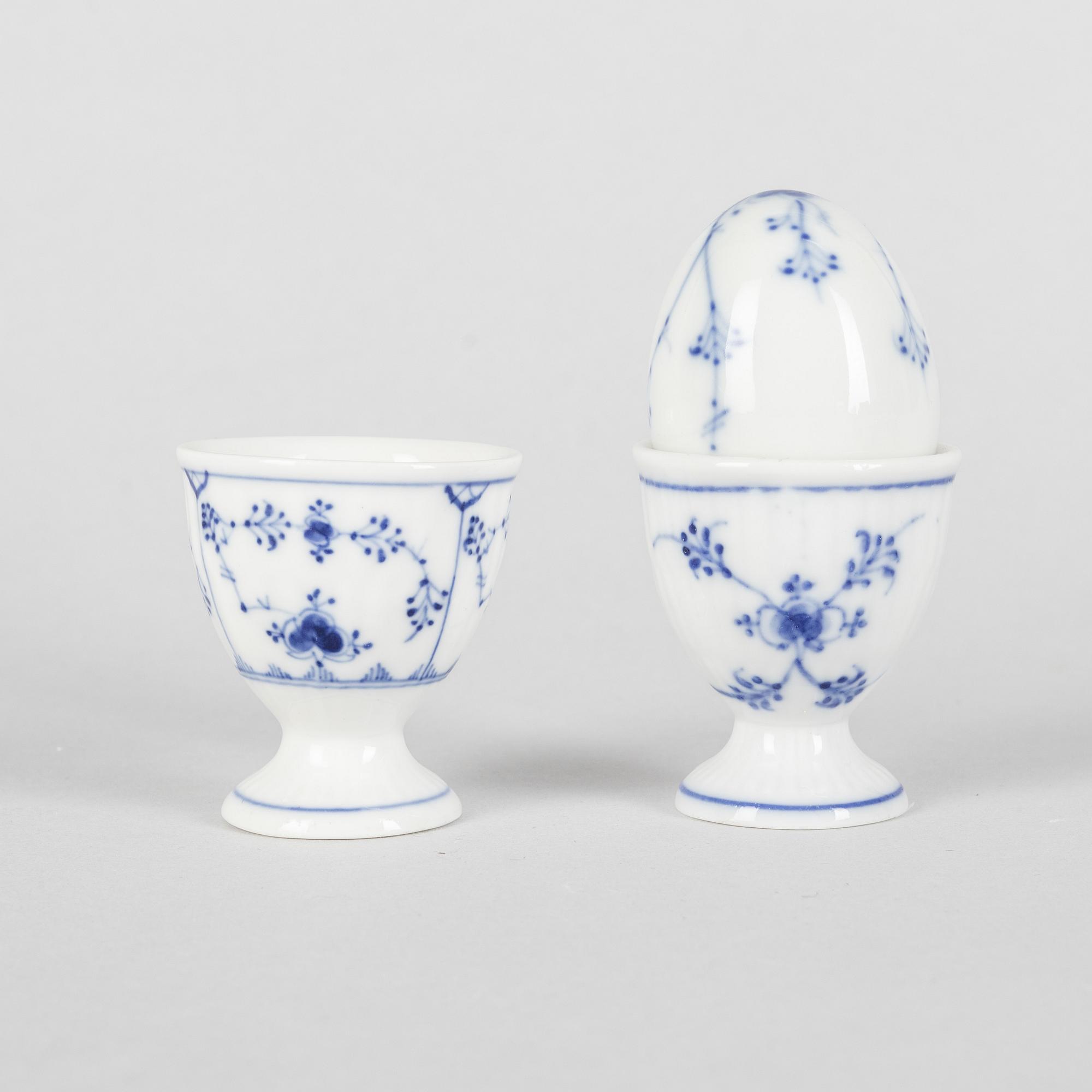 A six part 'Blue Fluted Plain' egg service, Royal Copenhagen, 20th century.