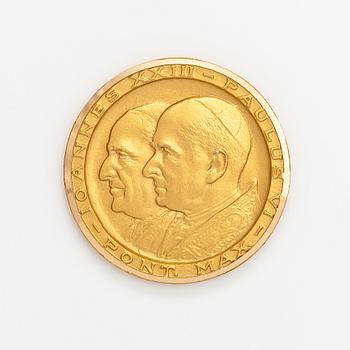 An 18K gold medal, "Pont max. Joannes XXIII - Paulus XV", "Concilium oecumenicum Vatikanum secundum".