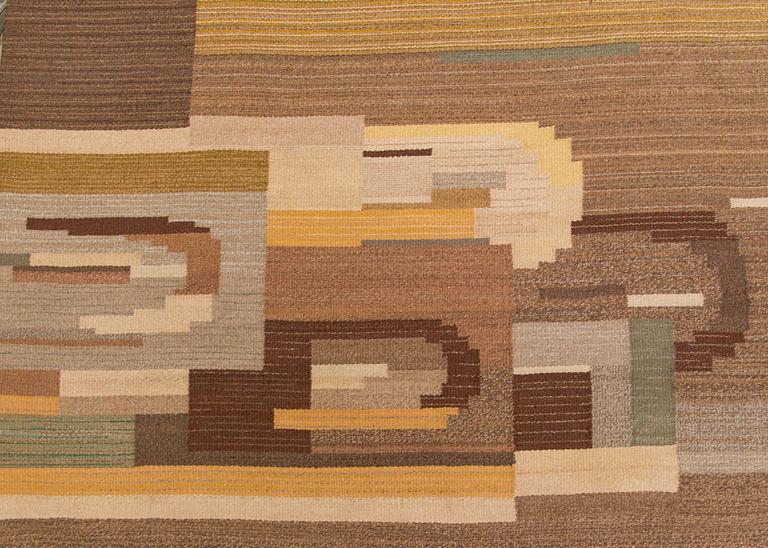 Greta Skogster-Lehtinen, hårgarnsmatta, tillverkare Aaltonens Mattväveri Kiikka 1930-tal. Ca. 360 x 300 cm.