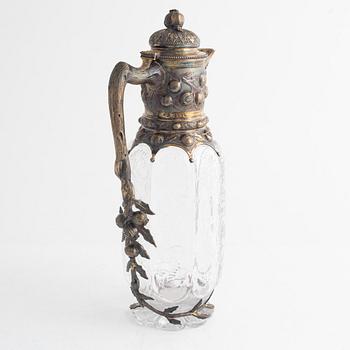 An English Silver and Glass Decanter, mark of Elkington & Co, London 1884.