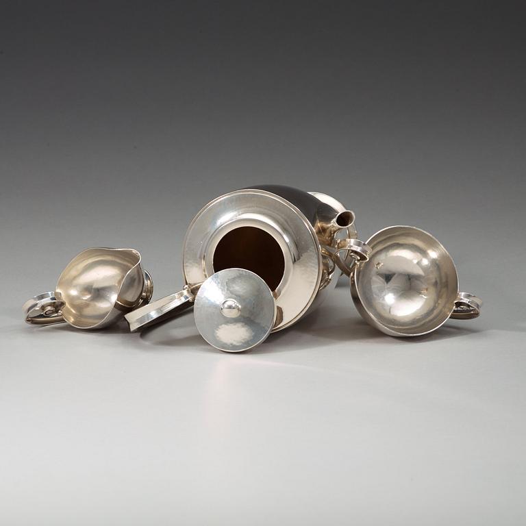 Johan Rohde, kaffeservis, tre delar, Georg Jensen, Köpenhamn 1933-44, sterling,