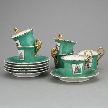 KAFFESERVIS, 6 delar, porslin.  Limoges, Frankrike, 1900-talets början.