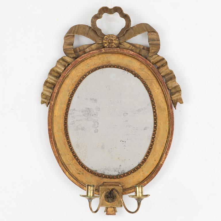 Spegellampett, för två ljus, Stockholmsarbete, sent 1700-tal, Gustaviansk.