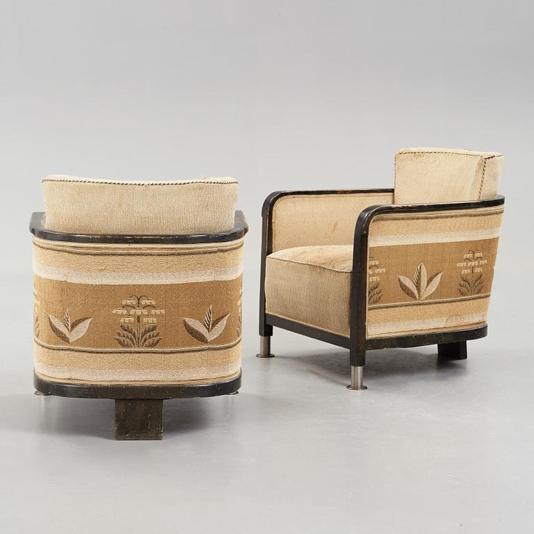 A pair of easy chairs probably by OTTO SCHULZ, Boet, 1930's.