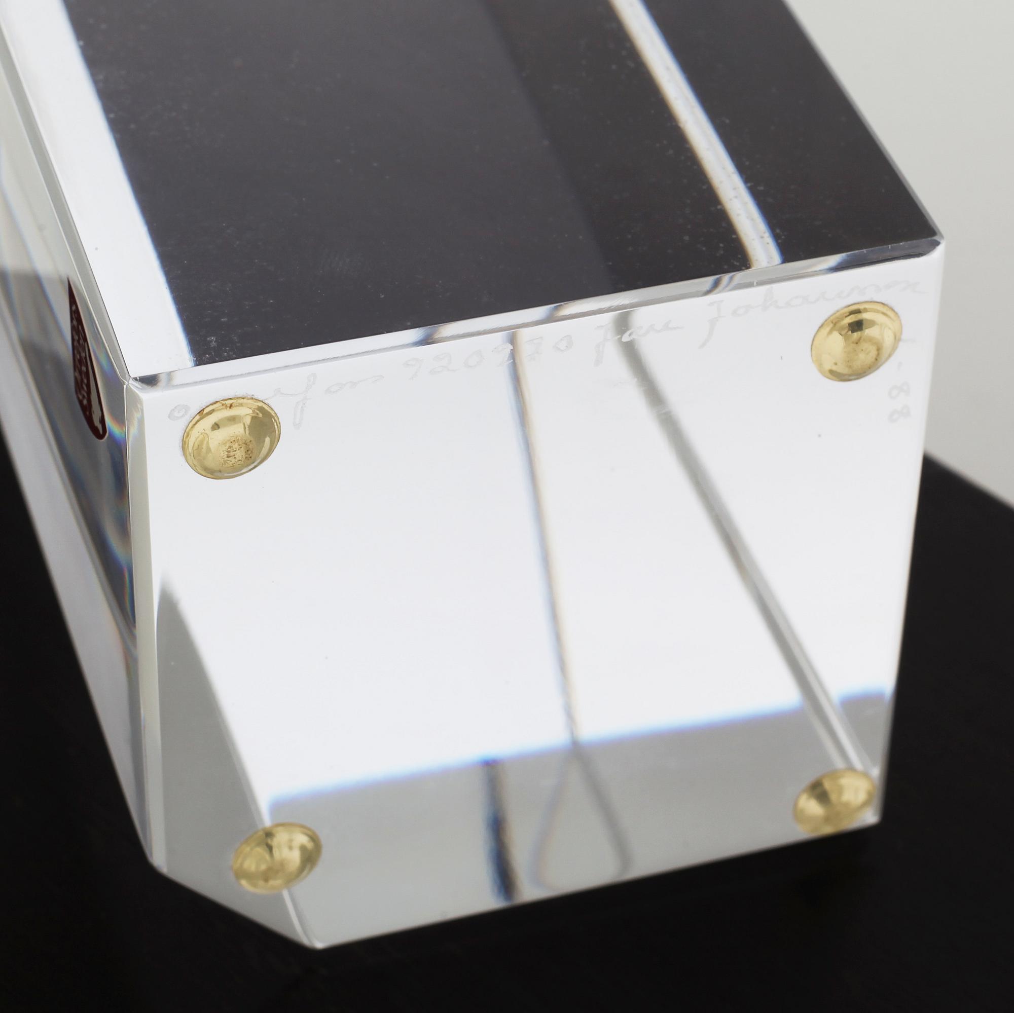 JAN JOHANSSON, skulptur, glas, Orrefors, signerad.