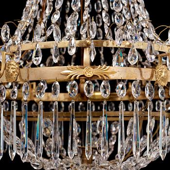 A late Gustavian early 19th century seven-light chandelier.