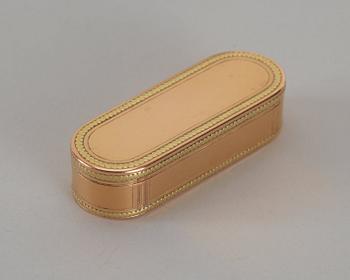 A Swedish 18th century gold snuff-box, makers mark of Friedrich Fyrwald, Stockholm 1791.