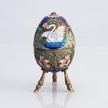 A Gilt-Silver and Enameled Champlevé Egg, mark of Gustav Klingert, Moscow 1908-1917.