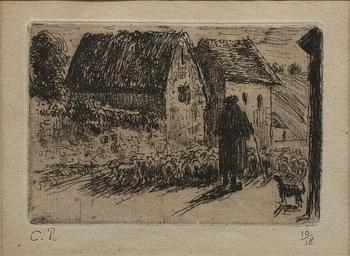 CAMILLE PISSARRO, etsning, 1889, signerad 10/18.