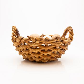 Ingrid Herrlin, basket with eggs, stoneware.