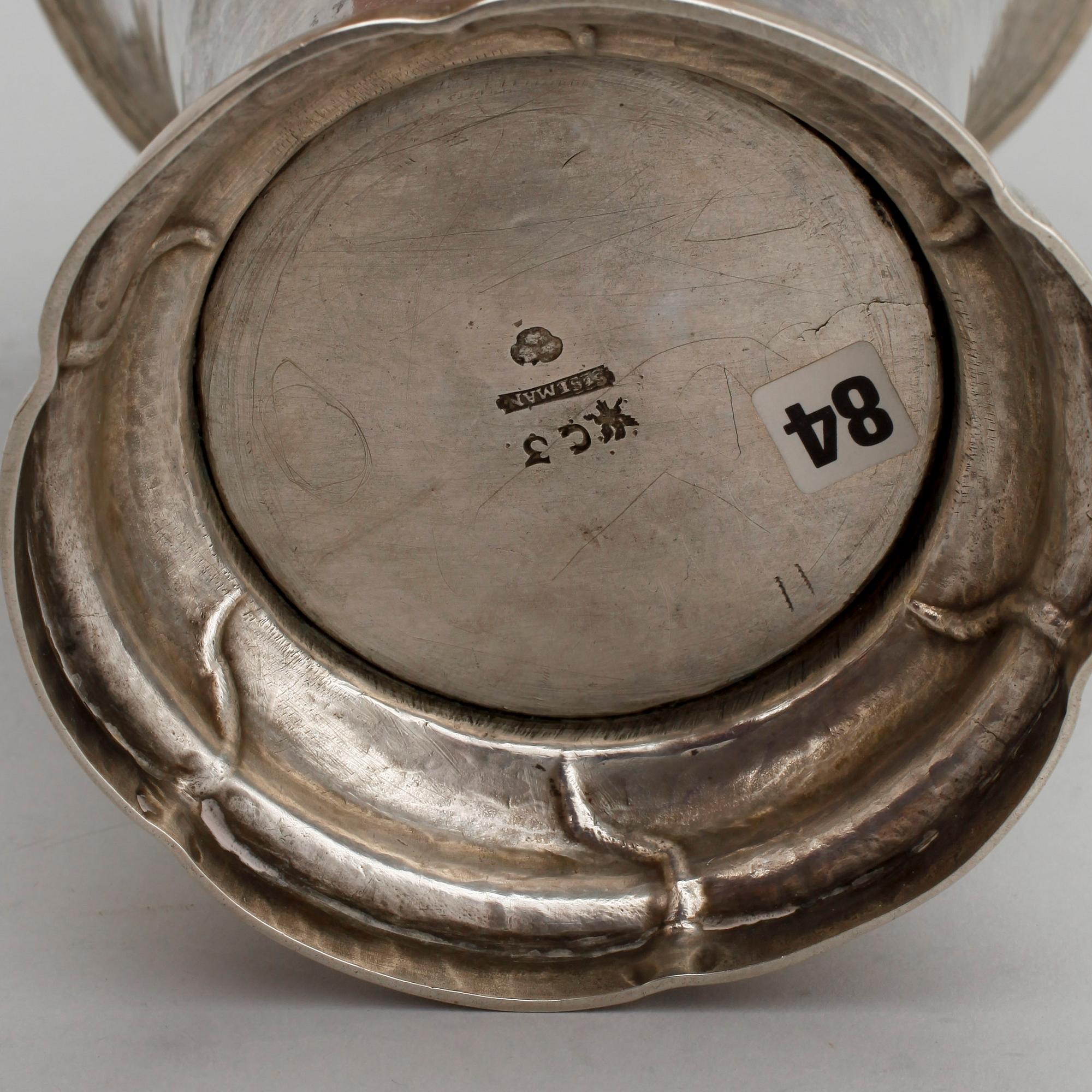 BÄGARE, silver, Carl Fredrik Seseman, Arboga 1809. Vikt ca 423 gram.
