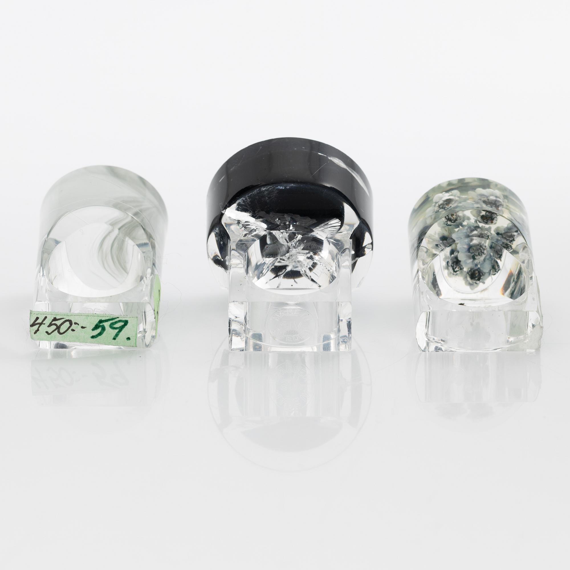Siv Lagerström, three acrylic rings, 1970s.