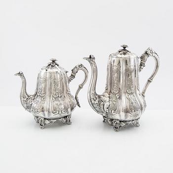 Coffee service, 4 pieces, silver-plated, 20th century.