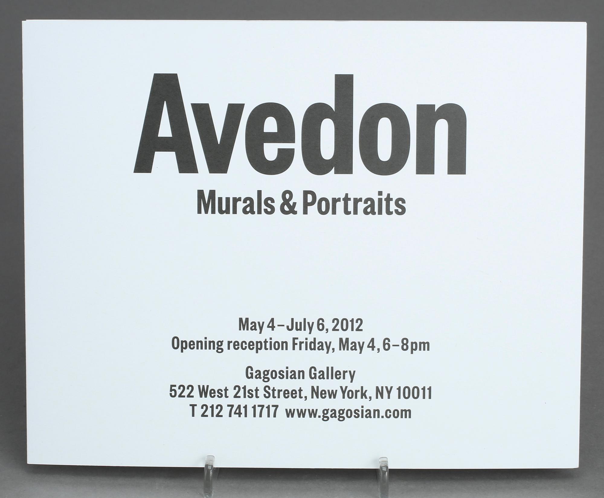 INVITATIONCARDS / INBJUDNINGSKORT, 3 st,  "Murals & Portraits", "Avedon Women, "Avedon" ,Gagosian Gallery, New York.