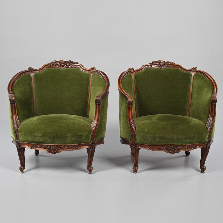 FÅTÖLJER, ett par, rokokostil, 1900-talets första del.