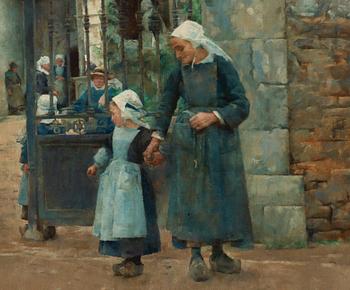 Stanhope A. Forbes, Utanför Chapelle Saint-David i Quimperlé, motiv från Bretagne.
