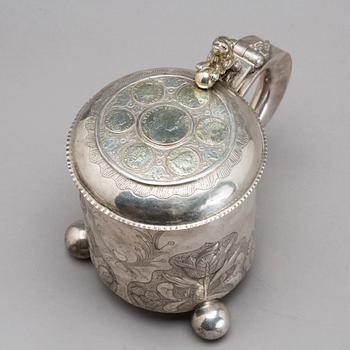 Peter Peteren, Bergen  omkring 1800, Dryckeskanna, silver.