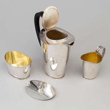 A three parts silver coffee set, by Sven-Arne Gillgren, GAB, Stockholm, 1957.