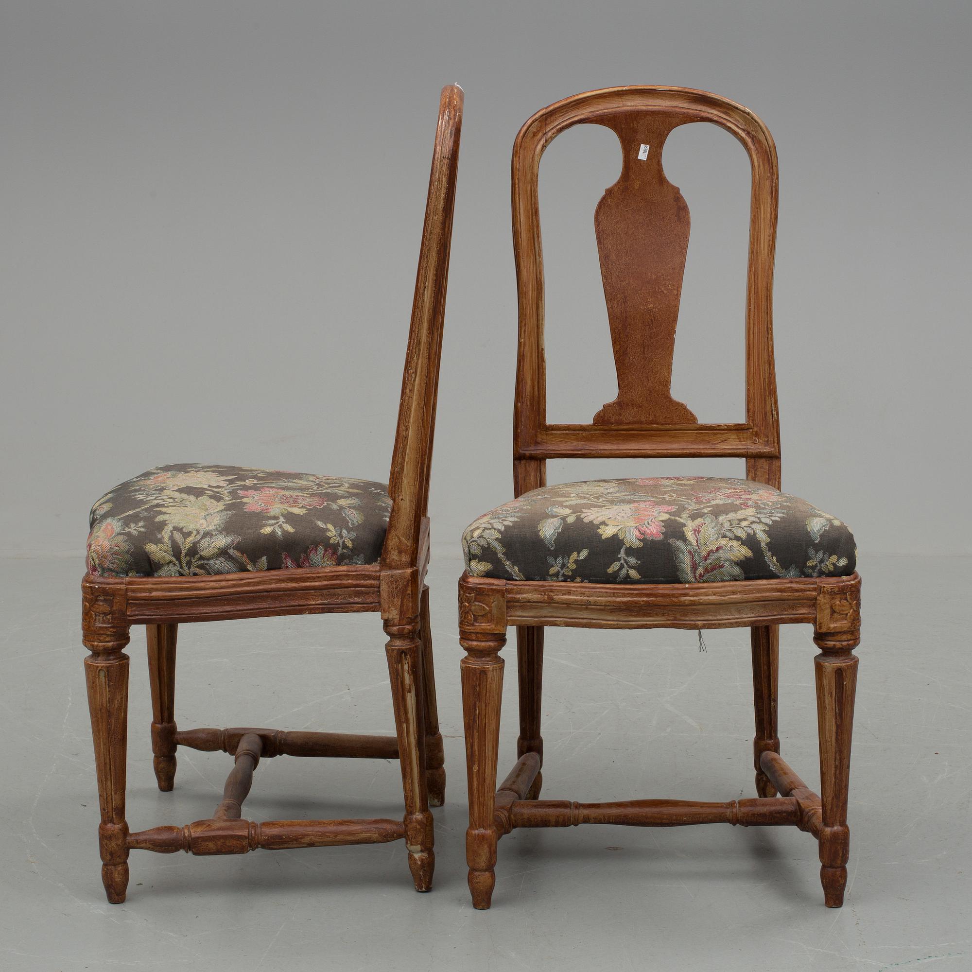 STOLAR, 4 stycken, gustaviansk stil, omkring sekelskiftet 1900.
