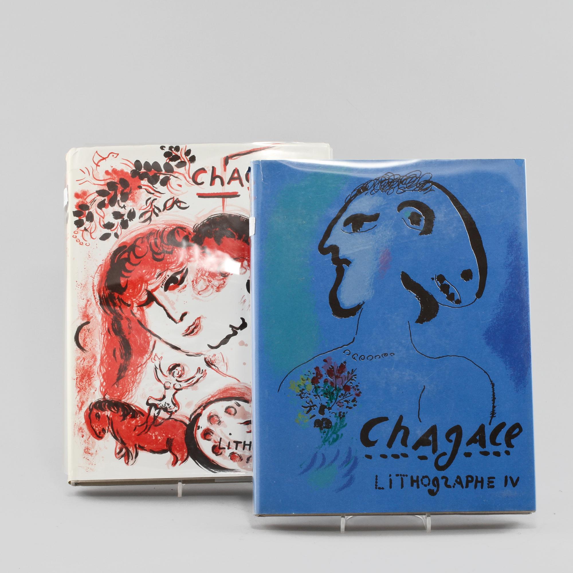 KONSTBÖCKER, 2 st, " Chagall Litographe III" och "Chagall Lithographe IV", 1900-talets andra hälft.