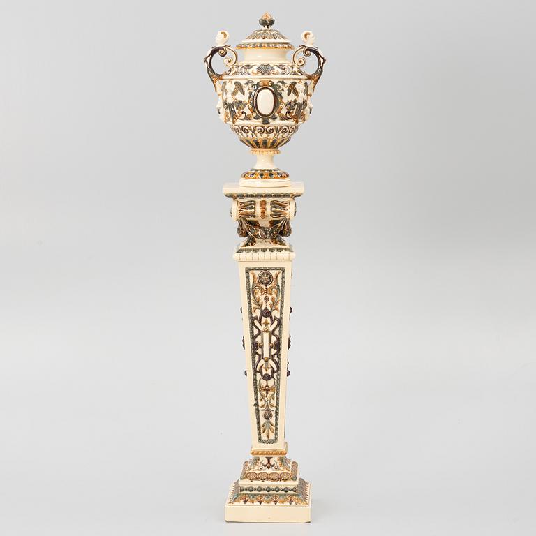 Pedestal with urn, Rörstrand, circa 1900.
