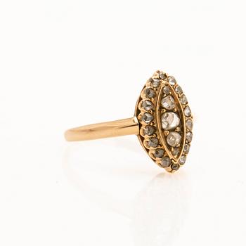 Ring, 18K gold, rose-cut diamonds, K. Anderson, 1896.