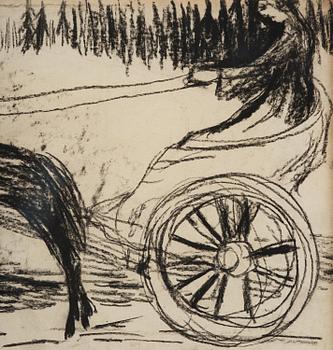 Carl Fredrik Hill, Horse with figure in Roman chariot.