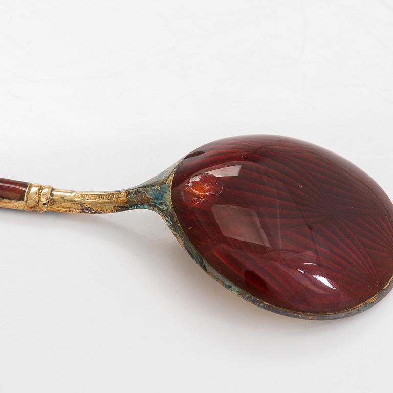 Tillander, glasskedar, 12 st, emalj, förgyllt silver, Helsingfors 1966. I originalask.