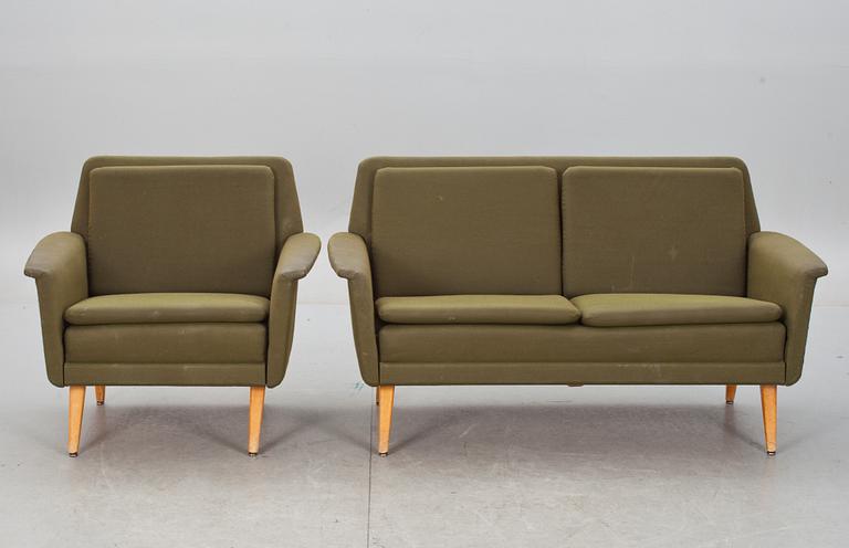 SOFFA OCH FÅTÖLJ, "Sonett", Alf Svensson, DUX, ur Bra Bohag-serien, 1960-tal, brickmärkt.