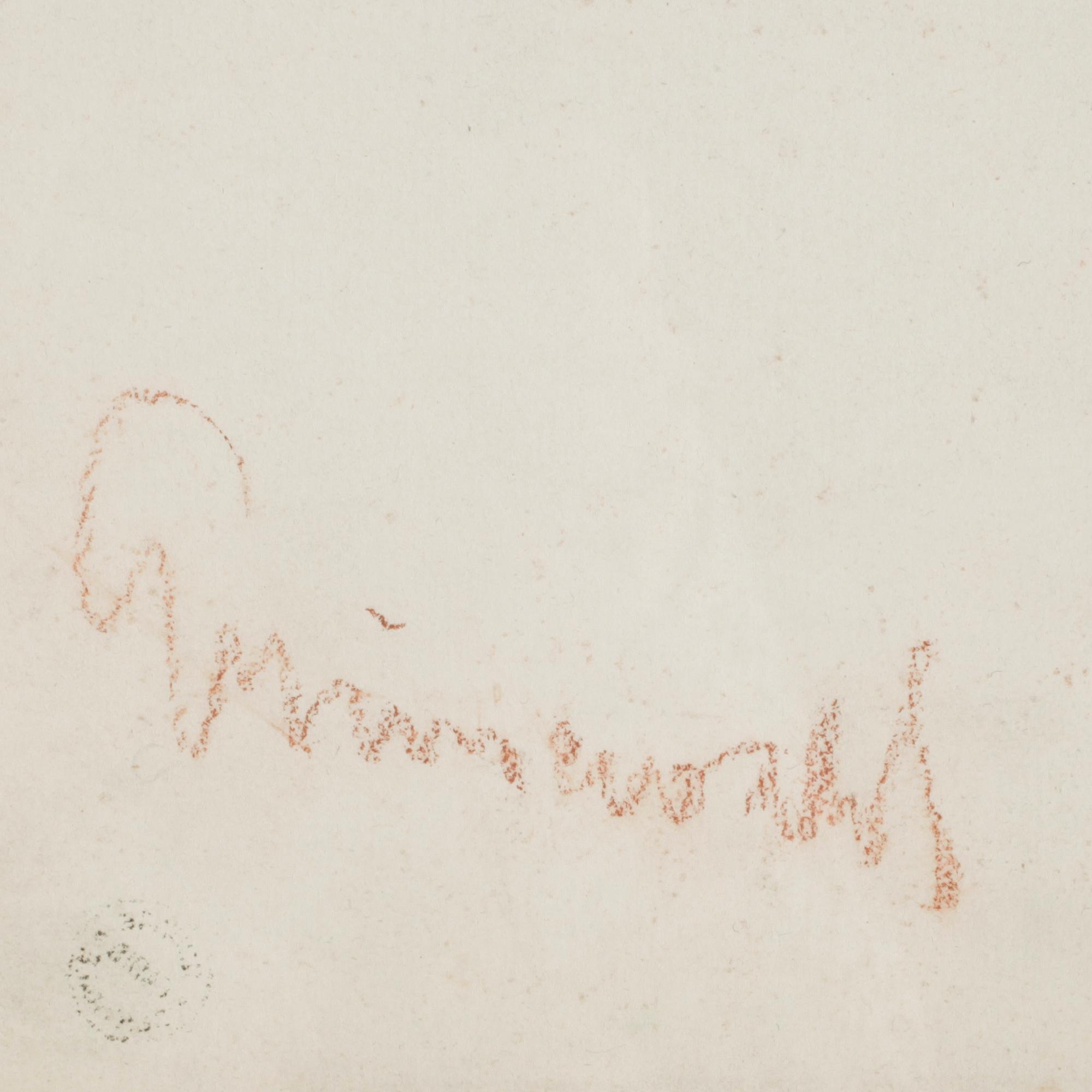 ISAAC GRÜNEWALD, kolteckning på papper, sign.