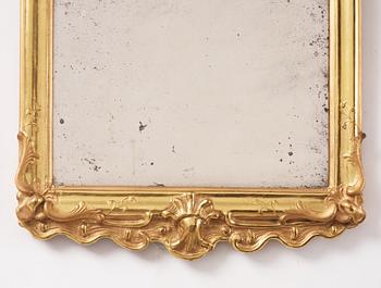 A Swedish giltwood rococo mirror, Stockholm, later part 18th century.